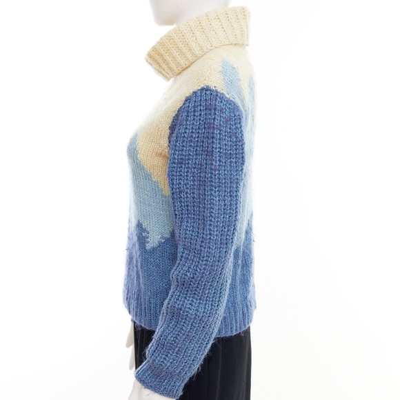 80’s hand knit fair isle sweater / turtleneck - Picture 4 of 7
